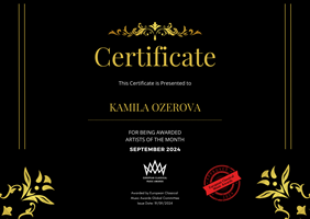 Ecm Certificate Templates - Artists of the Month  - Kamila Ozerova